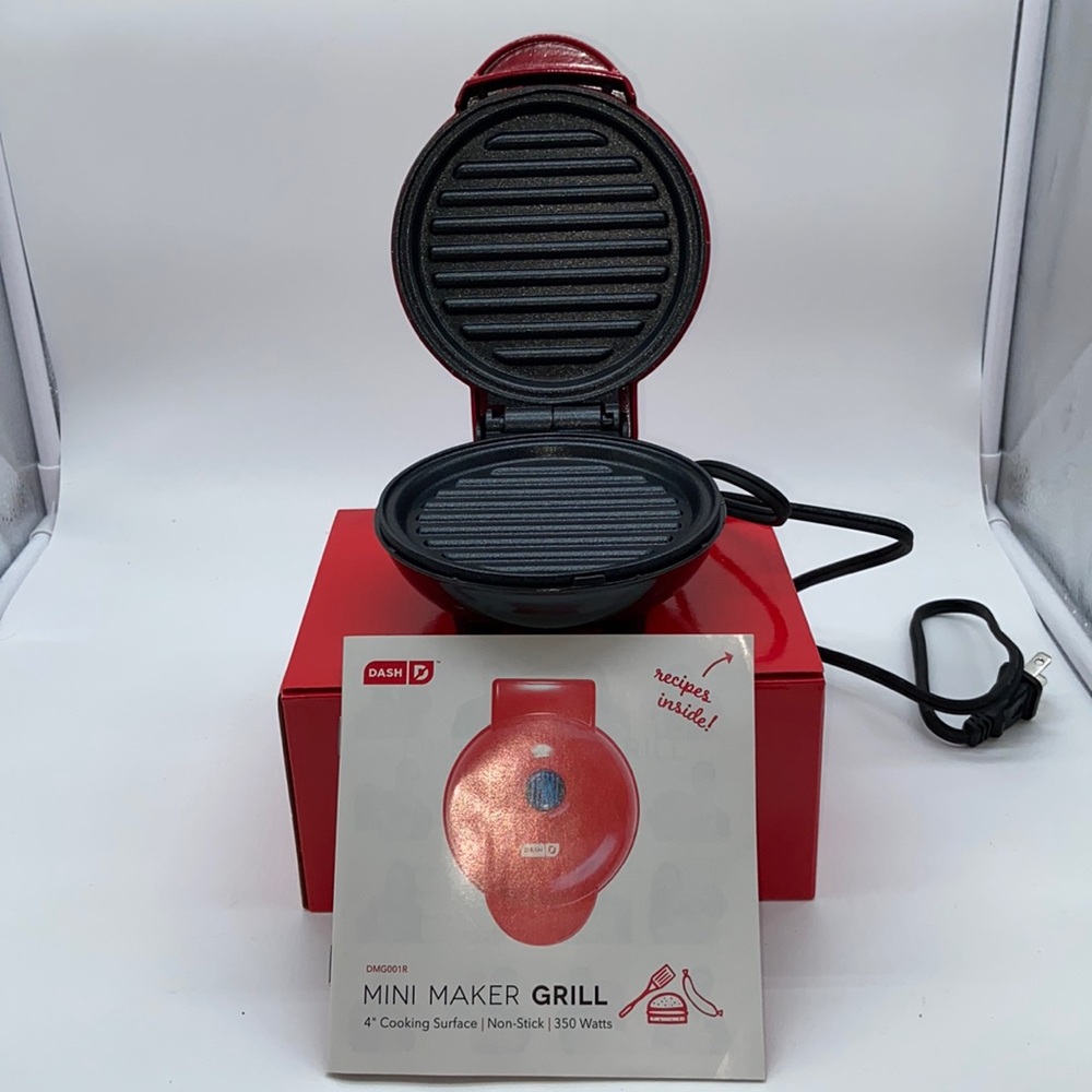 Dash Mini Maker Grill Red with Recipe Booklet